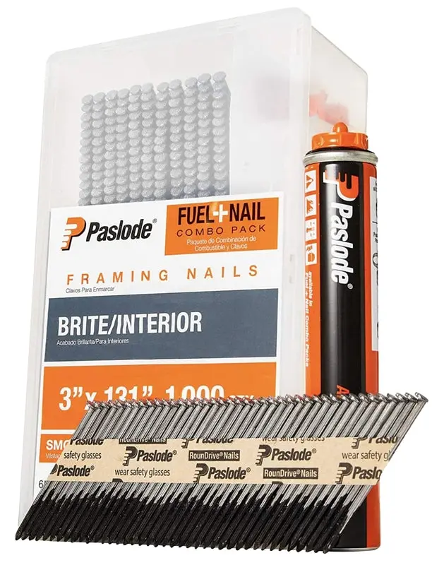 Paslode 650525 Framing Nail & Fuel Combo Pack – 3" Tape-Collated, Low-Carbon Steel, 0.13" Diameter 1