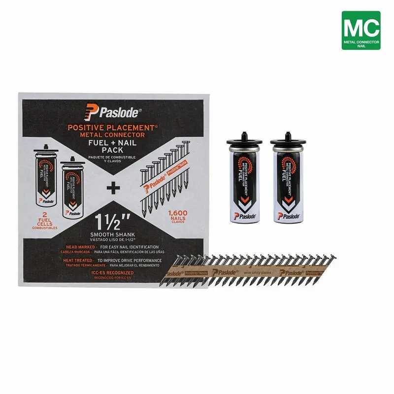 Paslode 650935 Fuel And Nail Combo Pack – 1.5-Inch Brite Smooth Shank Fasteners 1