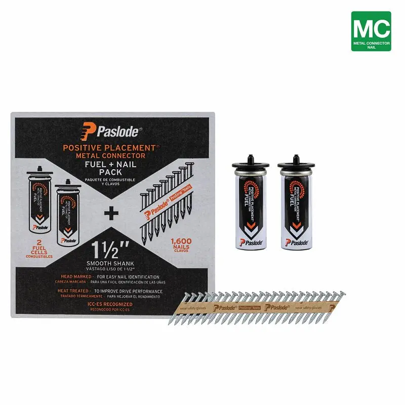 Paslode 650937 Fuel & Nail Combo Pack – 1.5" Galvanized Smooth-Shank Nails For Cordless Framing Tools 1
