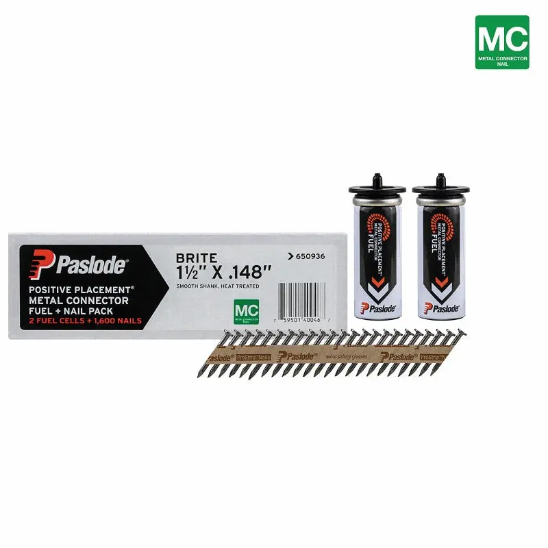 Paslode Fuel And Nail Combo Pack – 1-1/2" Smooth Shank Brite Fasteners 1