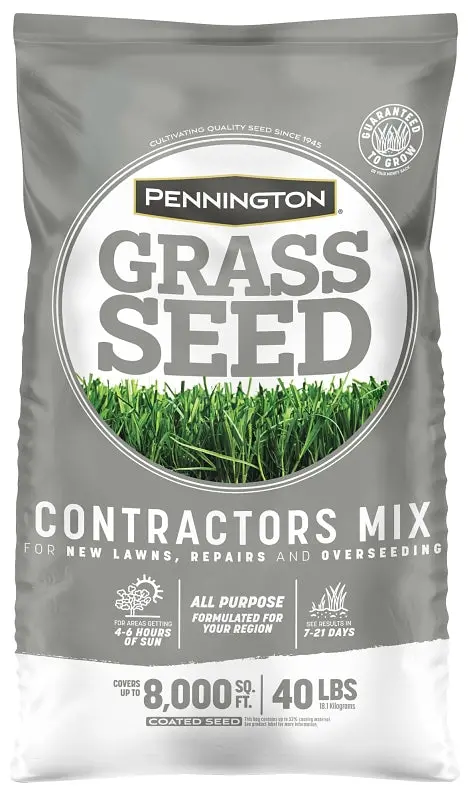 Pennington Central Contractors Premium Grass Seed Mix – 40-Pound Bag For Large-Area Lawn Establishment 1