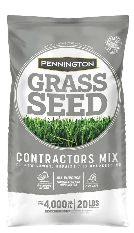 Pennington Contractors Mix Grass Seed – 20-Lb Bag, Covers Up To 4,000 Sq Ft, Fast-Germinating Blend For New Lawns 1