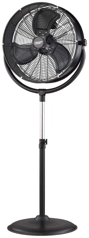 Powerzone Fes50-T2 Drum Pedestal Fan – 20" Metal Blade, 3-Speed, 120V, Black Finish 1