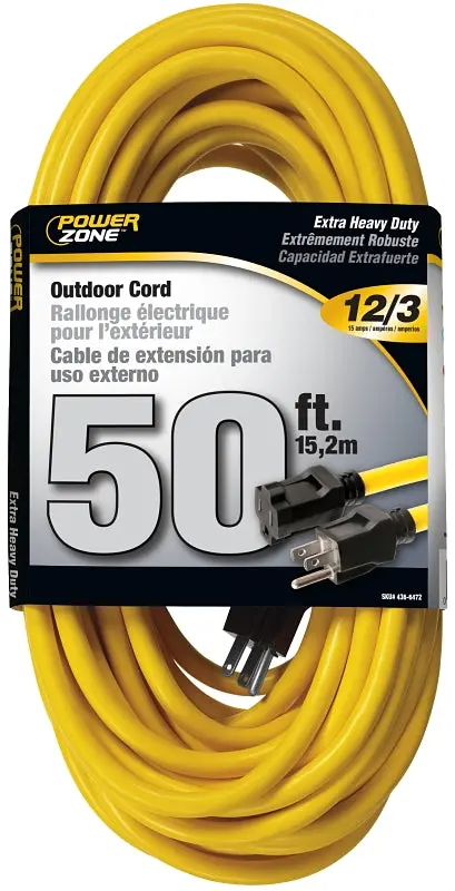 Powerzone Or500830 Heavy-Duty Extension Cord – 12 Awg, 50 Ft Yellow Outdoor-Grade Cable 1