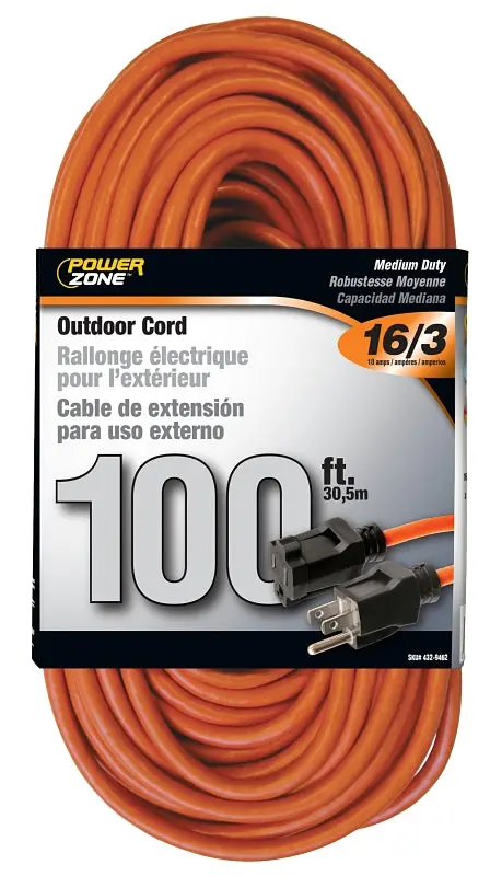Powerzone Or501635 100-Foot 16 Awg Grounded Extension Cord – 125V, Heavy-Duty Indoor/Outdoor Use 1