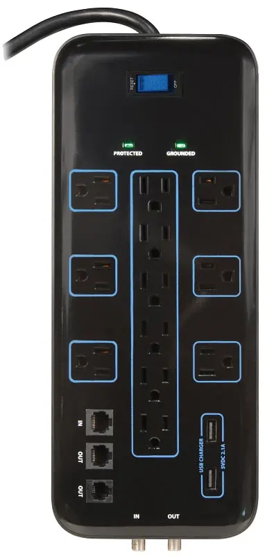 Powerzone Or504142 12-Outlet Surge Protector – 4200 Joules, 125V/15A, Black Housing 1