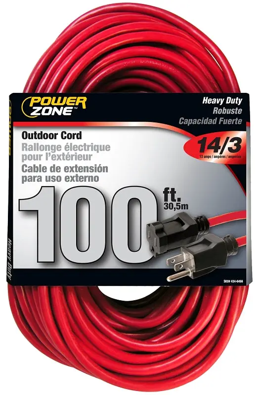 Powerzone Or514735/506735 Heavy-Duty Extension Cord – 14 Awg, 100 Ft Red Cord, 125V Rated 1