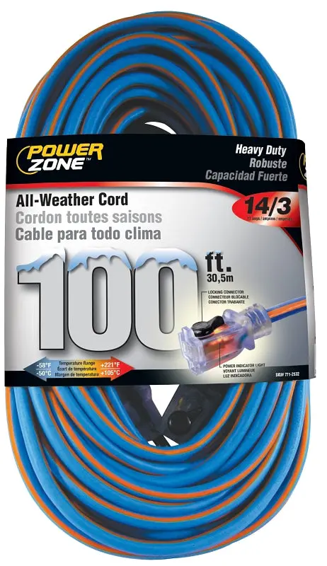 Powerzone Orc530735 Heavy-Duty Extension Cord – 14 Awg, 100 Ft, 125V, Grounded 1