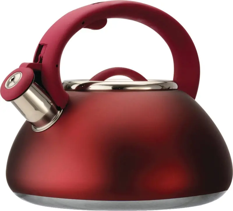 Primula Avalon Whistling Stainless Steel Tea Kettle – 2.5-Quart, Red, Stay-Cool Handle 1