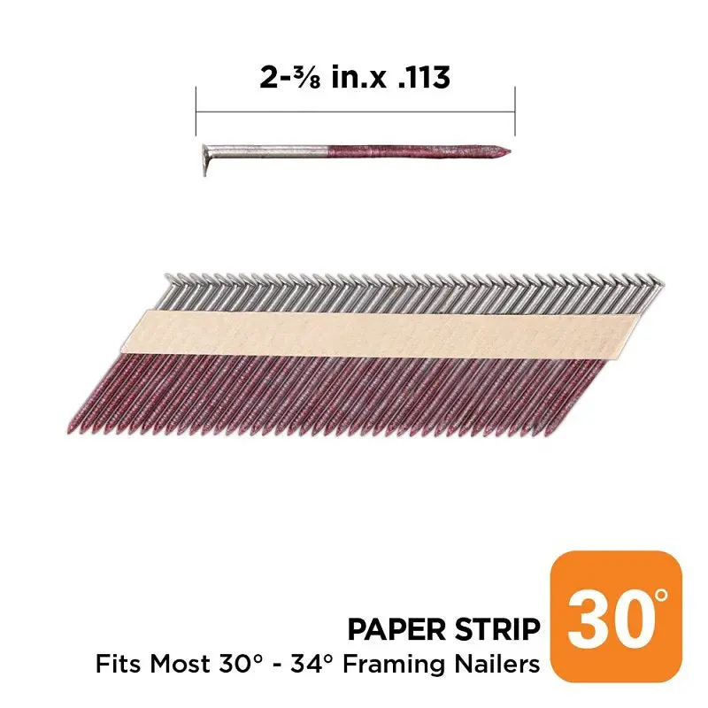 Profit 600360 Collated Ring-Shank Framing Nail – 2-3/8 In, Bright Finish, Round Head 1