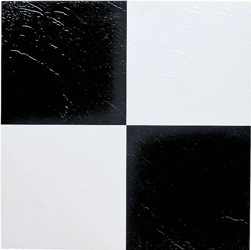 Prosource Ele-1305-3L Peel-And-Stick Vinyl Floor Tiles – 12X12 Inch Square Edge, Black-And-White Patterned Design 1