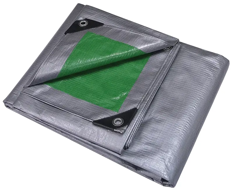Prosource Heavy-Duty Polyethylene Tarp – 40' × 20', 8 Mil Thickness, Green/Silver Dual-Sided 1