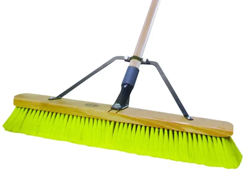 Quickie 00857Sus Heavy-Duty Push Broom – 24-Inch Polypropylene Bristle Sweep, Solid Wood Handle 1