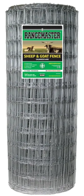 Rangemaster 6965 Livestock Fence Roll – 330 Ft × 48", 12.5-Gauge Zinc-Coated Wire, 4" × 4" Mesh For Sheep & Goats 1