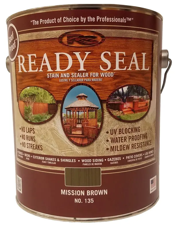 Ready Seal 135 Mission Brown Exterior Wood Stain – Flat Finish, 1-Gallon Liquid 1