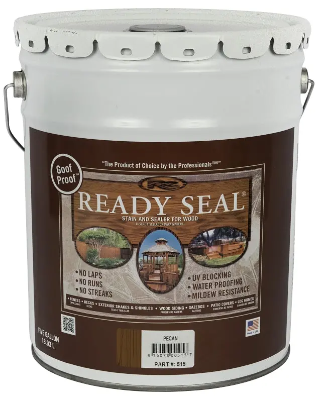 Ready Seal 515 Pecan Wood Stain & Sealer – 5-Gallon Pail, Semi-Transparent Formula 1