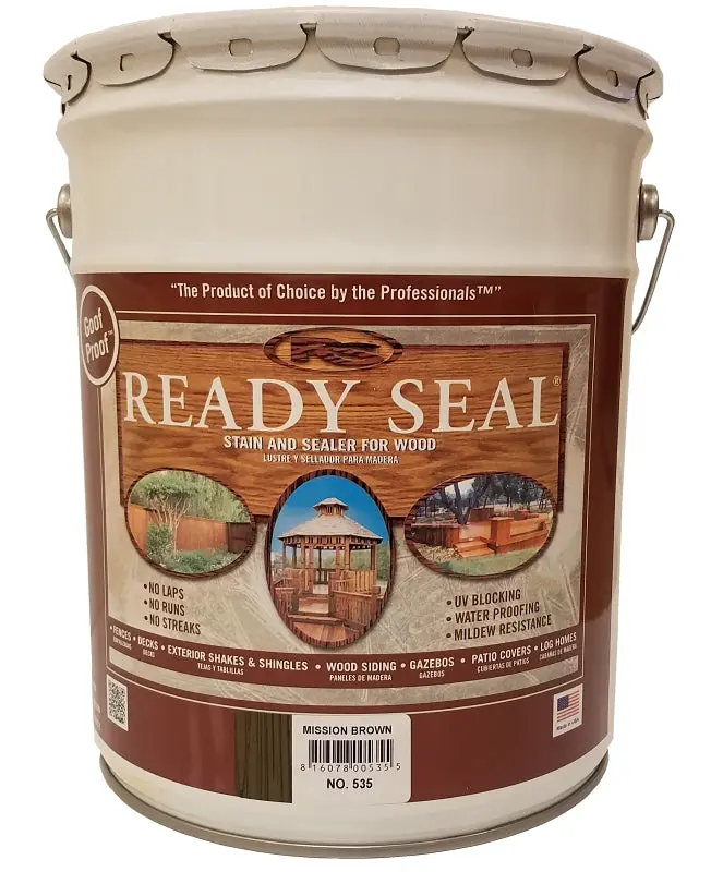 Ready Seal 535 Mission Brown Exterior Wood Stain – Flat Finish, 5 Gallon Liquid Formula 1