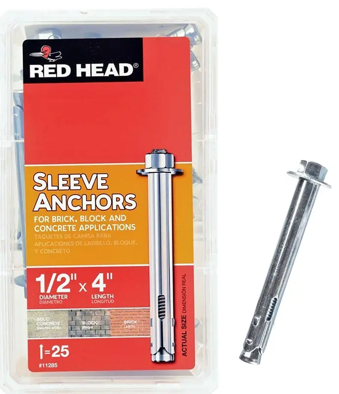 Red Head 11285 Zinc-Plated Sleeve Anchor – 1/2-Inch Diameter × 4-Inch Length For Concrete Fastening 1