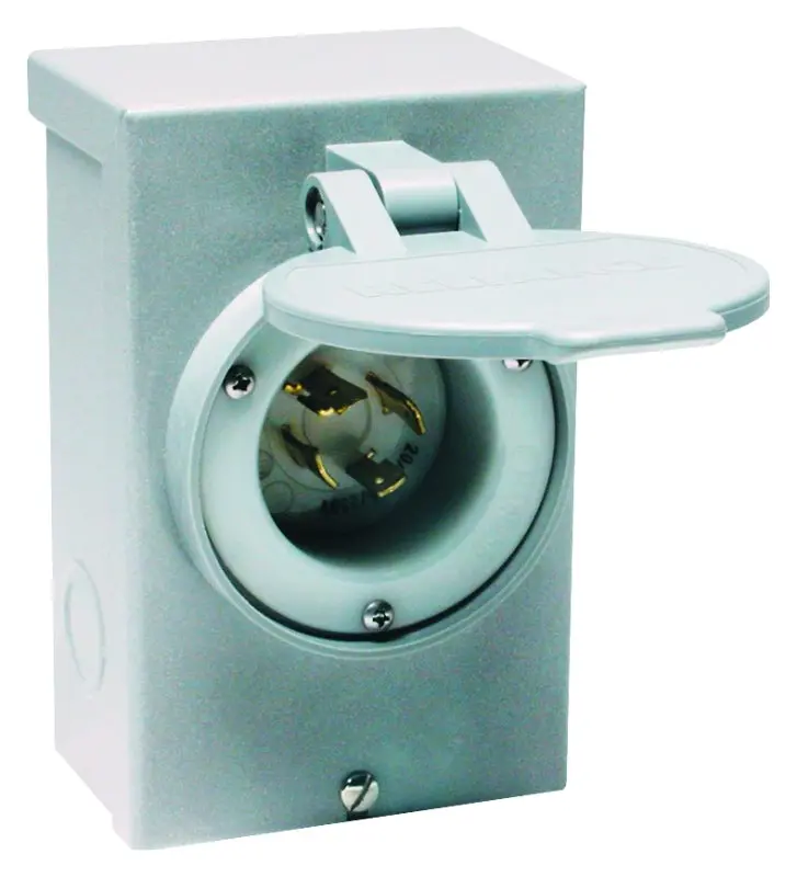 Reliance Controls 30-Amp Power Inlet Box – 125/250-Volt, Gray Weatherproof Enclosure 1