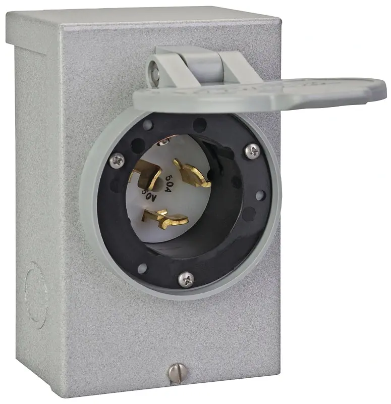 Reliance Controls Pb50 50-Amp Power Inlet Box – 125/250V, Nema 3R Rated, Gray Weatherproof Enclosure 1