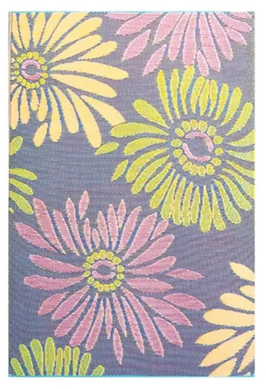 Reversible Outdoor Doormat – 6 Ft X 9 Ft Daisy Pattern, Violet Plastic Rug, Border Concepts 21248 1