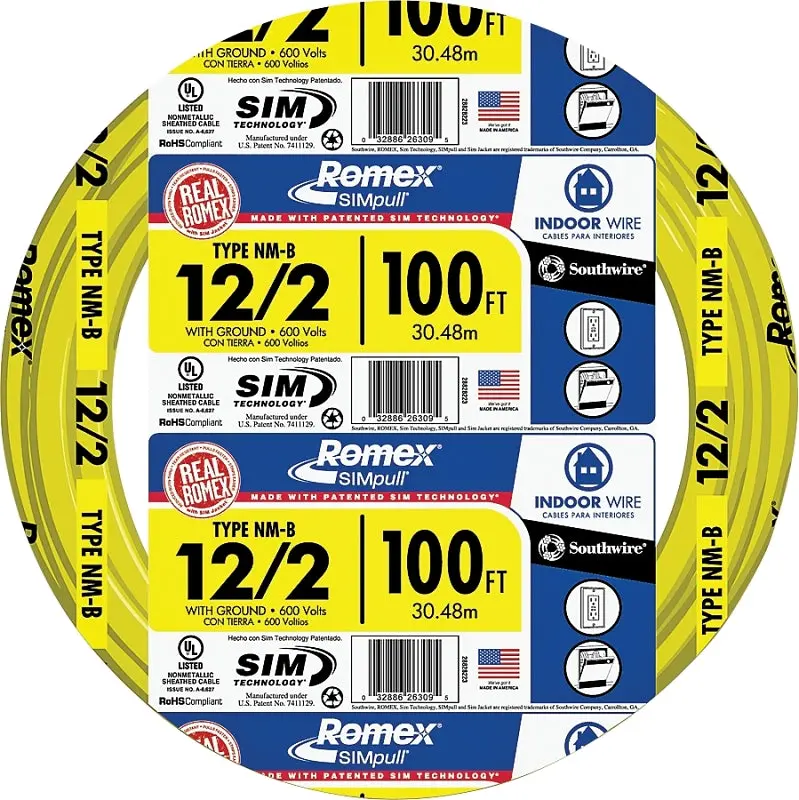 Romex 12/2 Nm-Wg Building Wire – 100-Foot Spool, Copper Conductors, Pvc Insulation 1