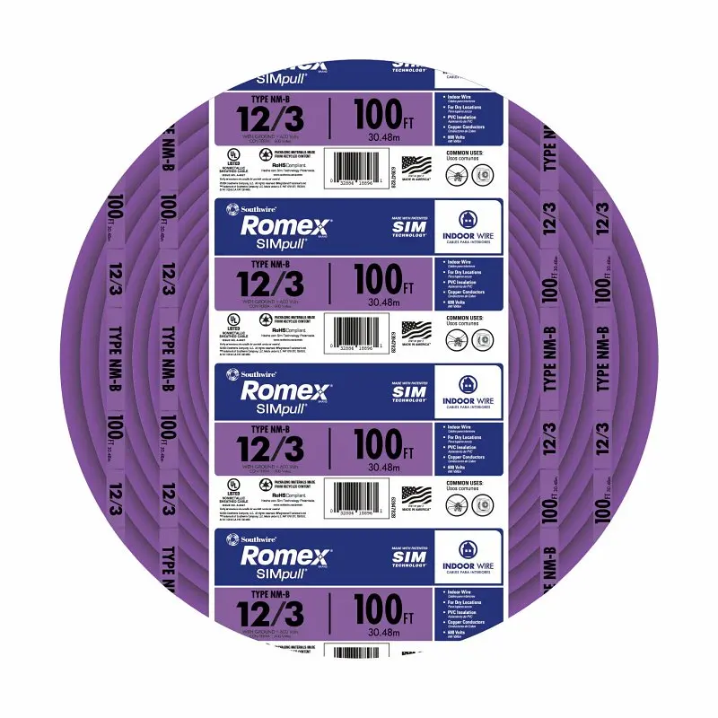 Romex 12/3 Nm-Wg 100-Foot Sheathed Cable — 12 Awg Copper, 3-Conductor, Pvc/Nylon Jacket 1
