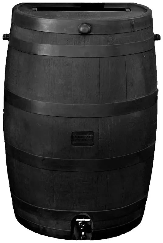 Rts 551000300A8000 50-Gallon Black Plastic Rain Barrel With Overflow System 1