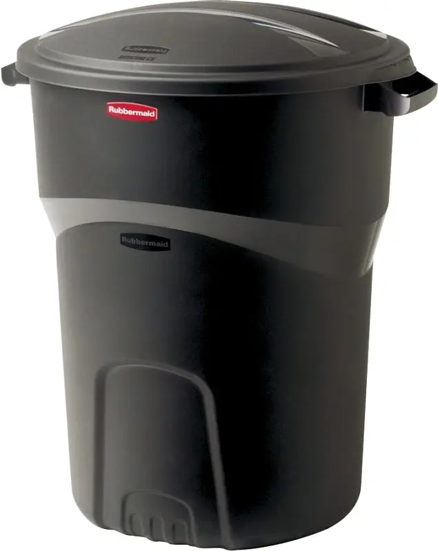 Rubbermaid 1793963 32-Gallon Trash Container – Black Plastic Waste Bin With Friction Lid 1