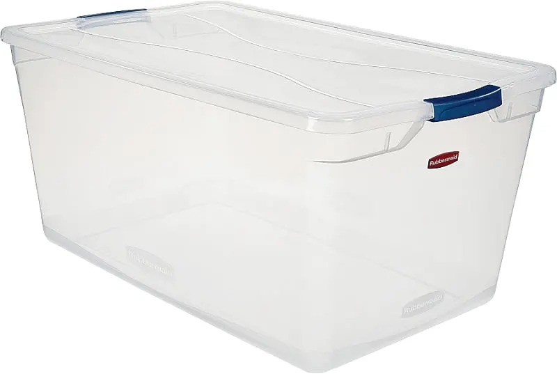 Rubbermaid Cleverstore Rmcc950001 Clear Blue Storage Bin – 29 X 18 X 13.3 In, Heavy-Duty Plastic 1