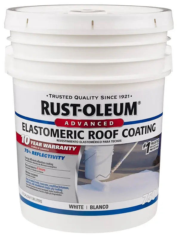 Rust-Oleum 750 Series Elastomeric Roof Coating – White, 5-Gallon Pail 1