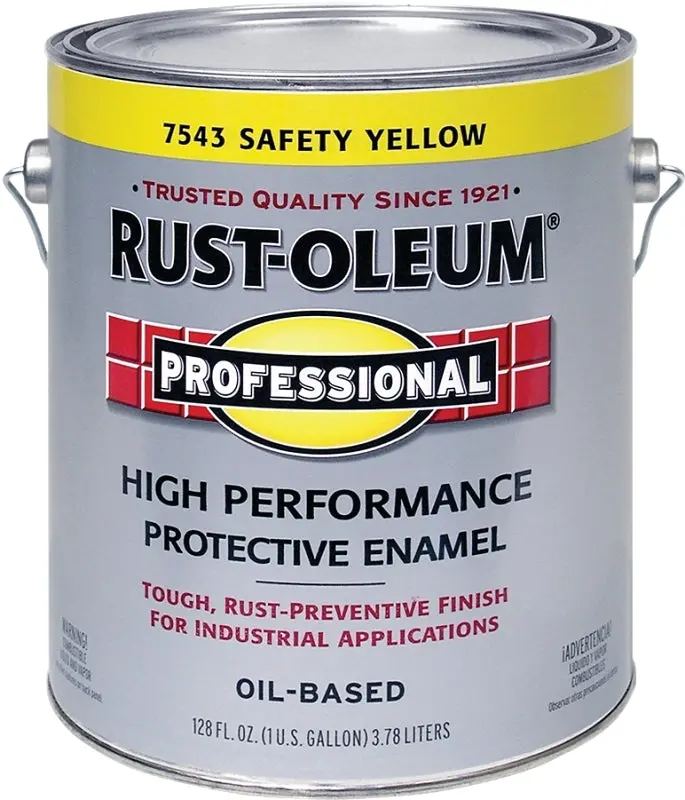 Rust-Oleum 7543402 Oil-Based Enamel Paint – Gloss Safety Yellow, 1-Gallon Can, 230–390 Sq Ft Coverage 1