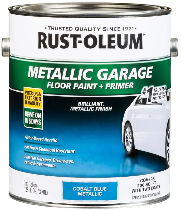 Rust-Oleum Metallic Concrete & Garage Floor Paint – Cobalt Blue, 1-Gallon Finish Coat (349354) 1