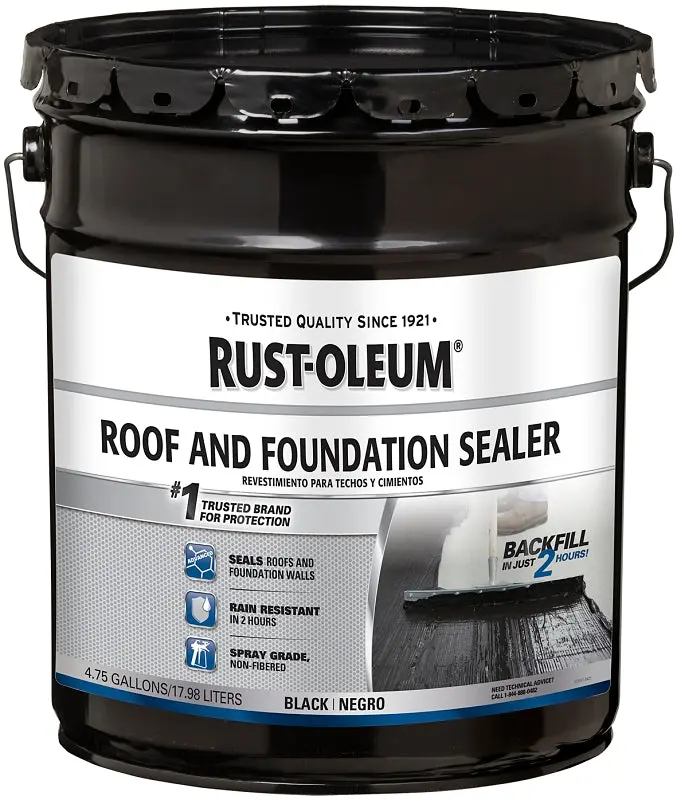 Rust-Oleum Roof & Foundation Sealant – Black Elastomeric Coating, 4.75 Gallon Pail 1