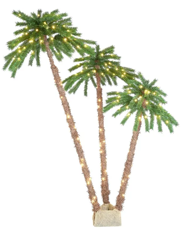 Santa’S Forest 3.5-Foot Led Palm Tree Decoration – Mesh Fabric & Metal Frame, Mini Lights, Indoor/Outdoor 1