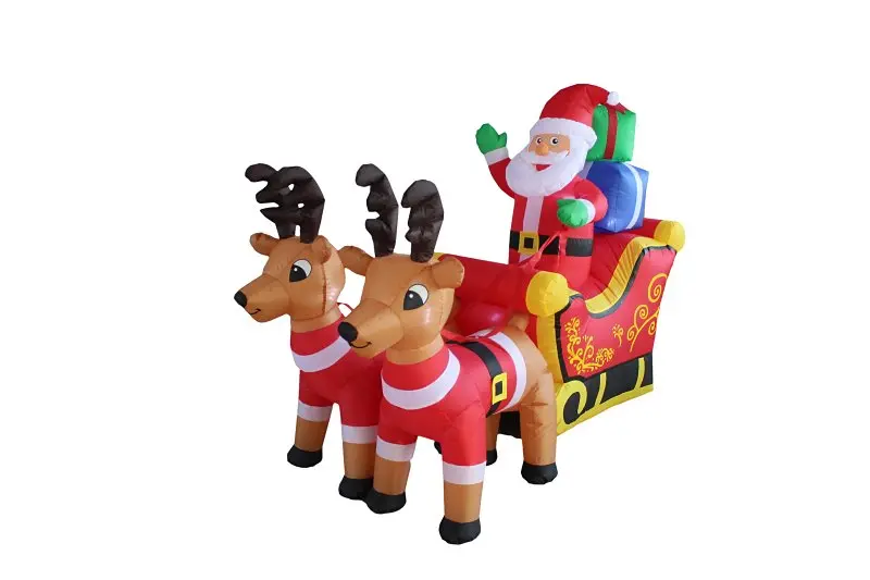 Santas Forest 93022 Inflatable Santa Sleigh – 4-Foot Tall, Multi-Color Polyester Design With Built-In Led Lighting 1