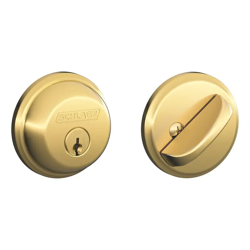 Schlage B60Nv505Ka4 Grade 1 Deadbolt – Bright Brass Finish, Sc1 Keyway, Adjustable 2-3/8” Or 2-3/4” Backset 1