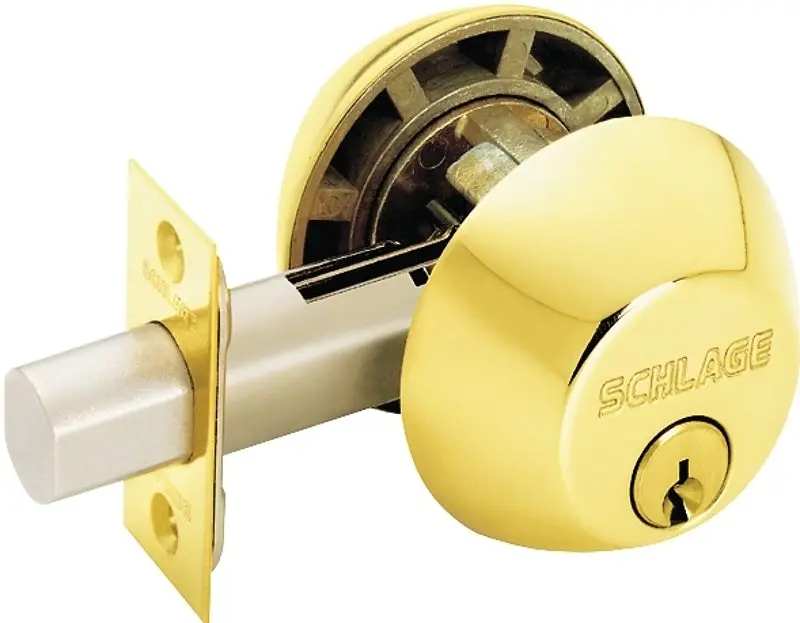Schlage B62Nv 505 Grade 1 Deadbolt – Bright Brass Finish, Sc1 Keyway, Heavy-Duty Metal Construction 1