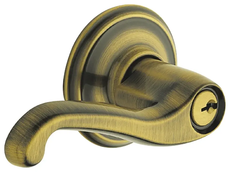 Schlage F51A Fla 609 Entry Lever Lock – Antique Brass Finish, Grade 2 Residential Mechanical Lever 1
