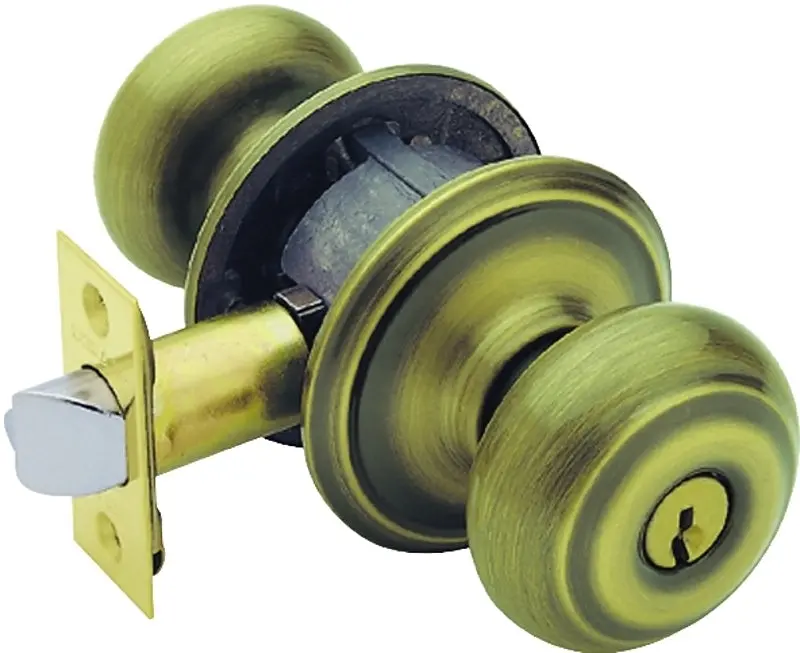 Schlage F51A Geo609Ka4 Georgian Entry Door Knob – Antique Brass Finish, Metal Construction, C-Keyway Security 1