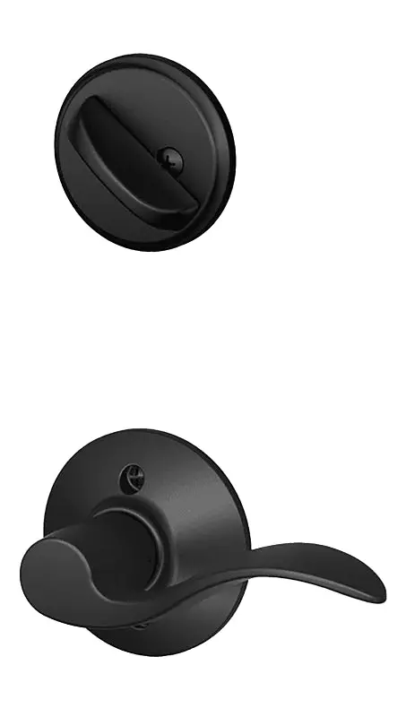 Schlage F59Acc622Lh Wave-Style Handleset – Matte Black Interior Trim, Thumbturn Lock, Grade 1 Security 1