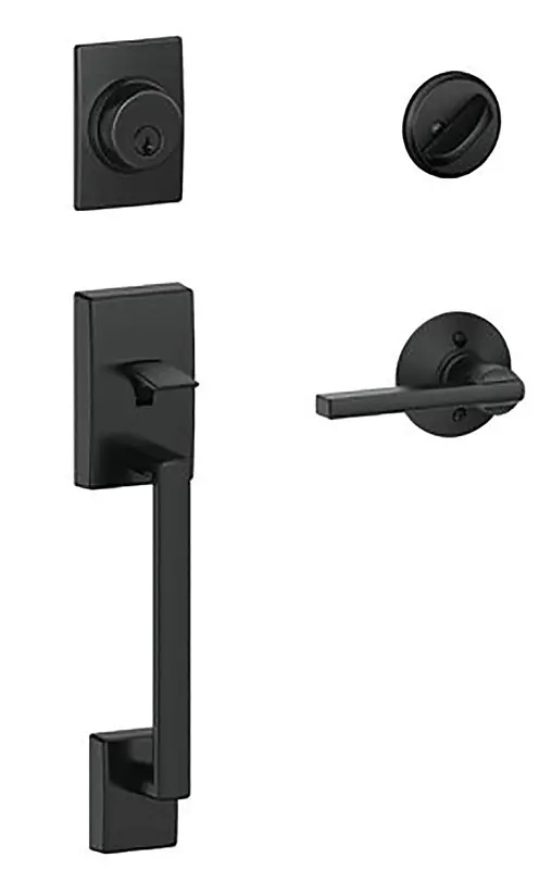 Schlage F60 Cen 622 Lat Mechanical Combination Lockset – Matte Black Lever Handle, Straight Profile 1