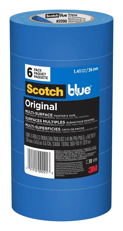 Scotchblue Painter’S Tape – 1.5" Width, 60-Yard Roll, Crepe Backing, Medium Adhesion (25 In-Oz) 1