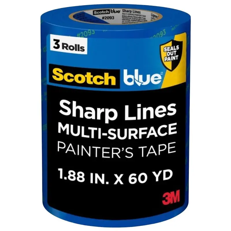 Scotchblue Sharp Lines 2093-48Tc3 Painter’S Tape – 60-Yard Blue Crepe Paper Roll, 1.88-Inch Width 1