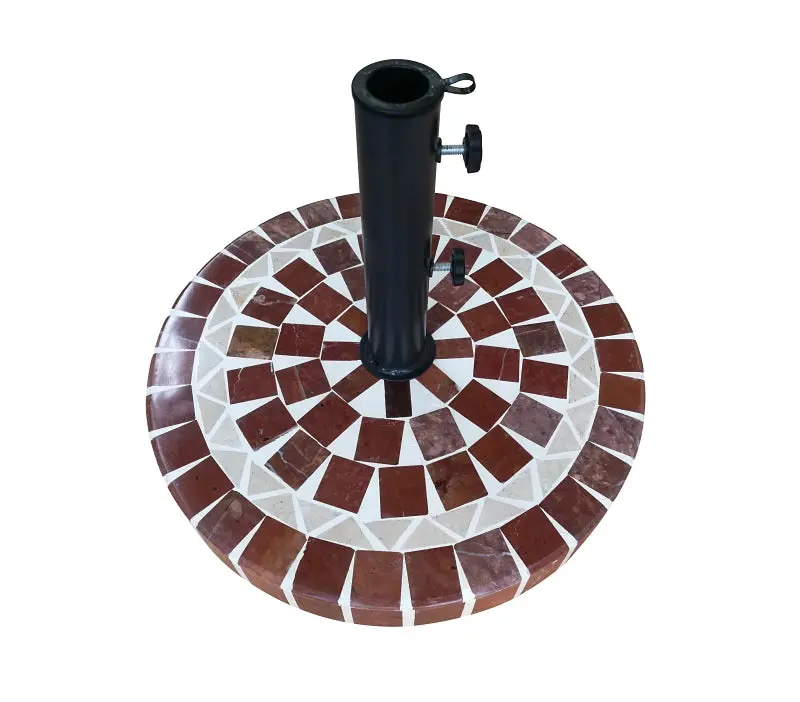 Seasonal Trends 59658 Powder-Coated Round Umbrella Base – 19.7" Diameter, 14.4" Height, White/Red/Black Finish 1