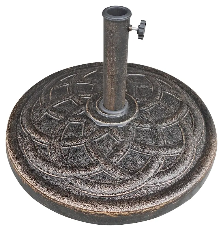 Seasonal Trends 69331 Weighted Umbrella Base – 21.65-Inch Round Resin-And-Steel Design, 13.2-Inch Height, Bronze Finish For Patio Stability 1