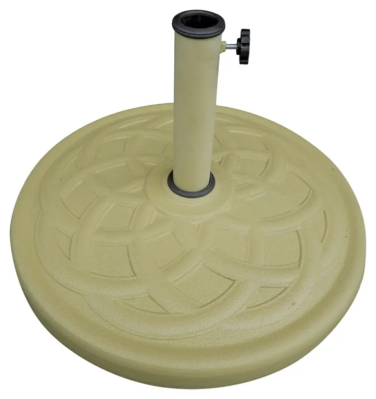 Seasonal Trends 69332 Sandstone Umbrella Base – 21.65" Diameter Round Weighted Stand (Resin/Steel/Plastic) 1