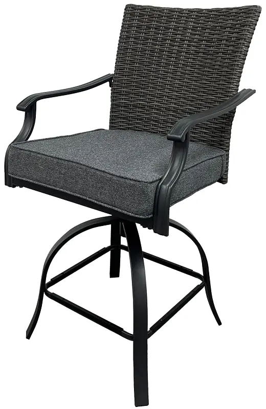 Seasonal Trends H23S0880P Swivel Balcony Chair – Wicker & Fabric Seat, 23.8" W × 27" D × 44.5" H 1