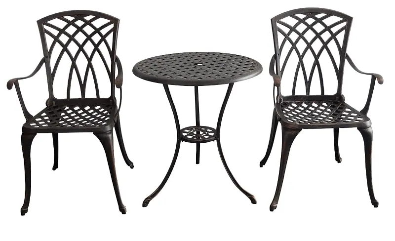 Seasonal Trends Ip-Xg1022 Antique Bronze Bistro Set — 3-Piece Kd Assembly, Aluminum Tabletop, 225-Lb Capacity 1