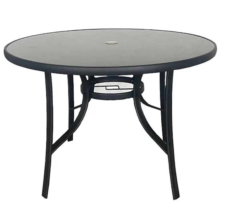 Seasonal Trends Round Glass-And-Steel Dining Table – 40" Diameter, 28.35" Height, Black Finish 1